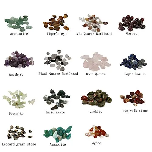 15 Different Type Gemstone Chip Bead Crystal Quartz Stone Irregular Shaped Loose Beads Crushed Chunked Crystal Pieces for DIY Bracelet Necklace Making