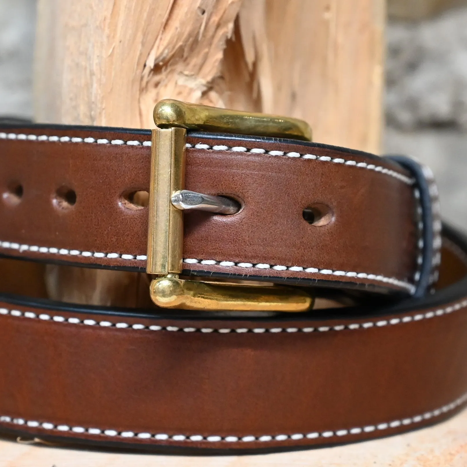 1.5 Medium Brown Single Stitched Belt