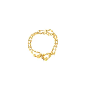 22K Yellow Gold Set of 2 Beaded Baby Bracelets W/ Varied Gold Ball Design, 6.9 grams