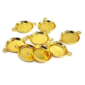 4 PIECES PACK' 15x22 MM APPROX SIZE' BEZEL CONNECTOR CHARMS' DUAL LOOP' BRASS MADE