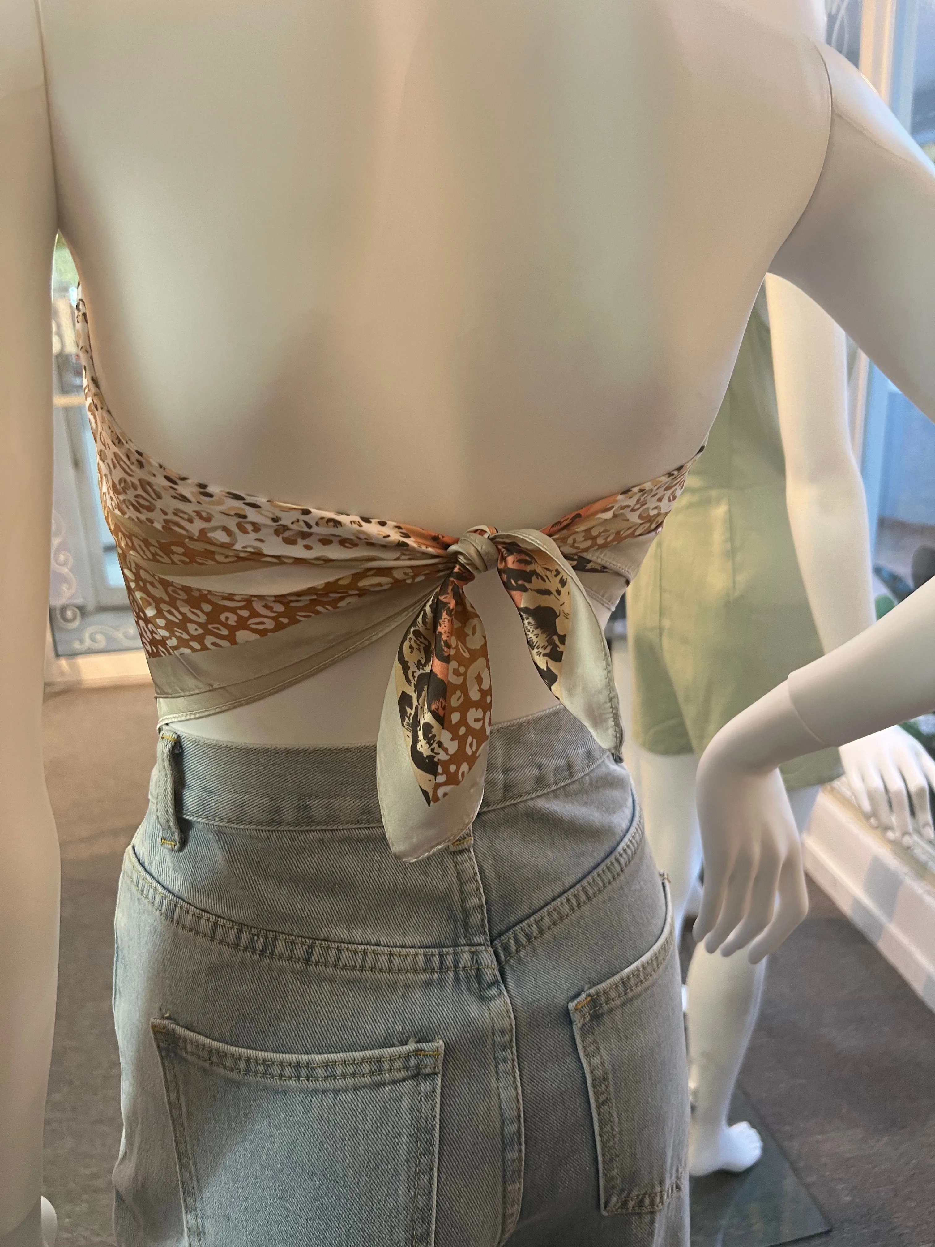 Beige Leopard Silky Scarf