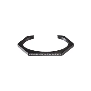 BG017B B.Tiff Black Edge Pave Hexagon Bangle Bracelet