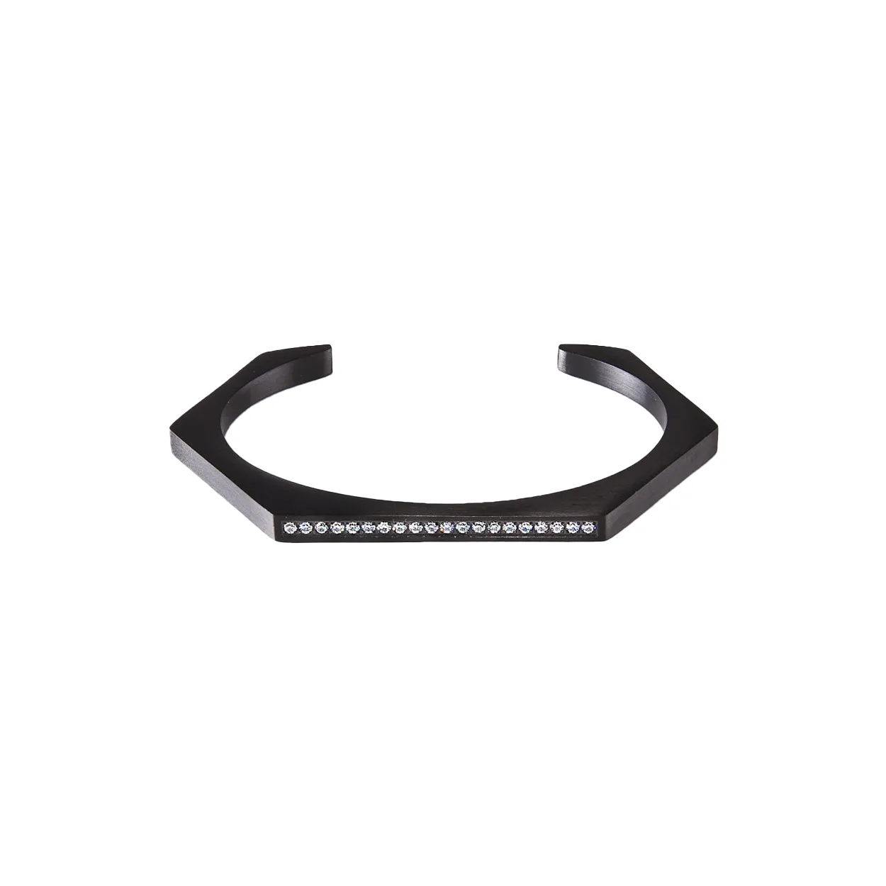 BG017B B.Tiff Black Edge Pave Hexagon Bangle Bracelet