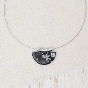 Black & White Kimono Half Moon Pendant