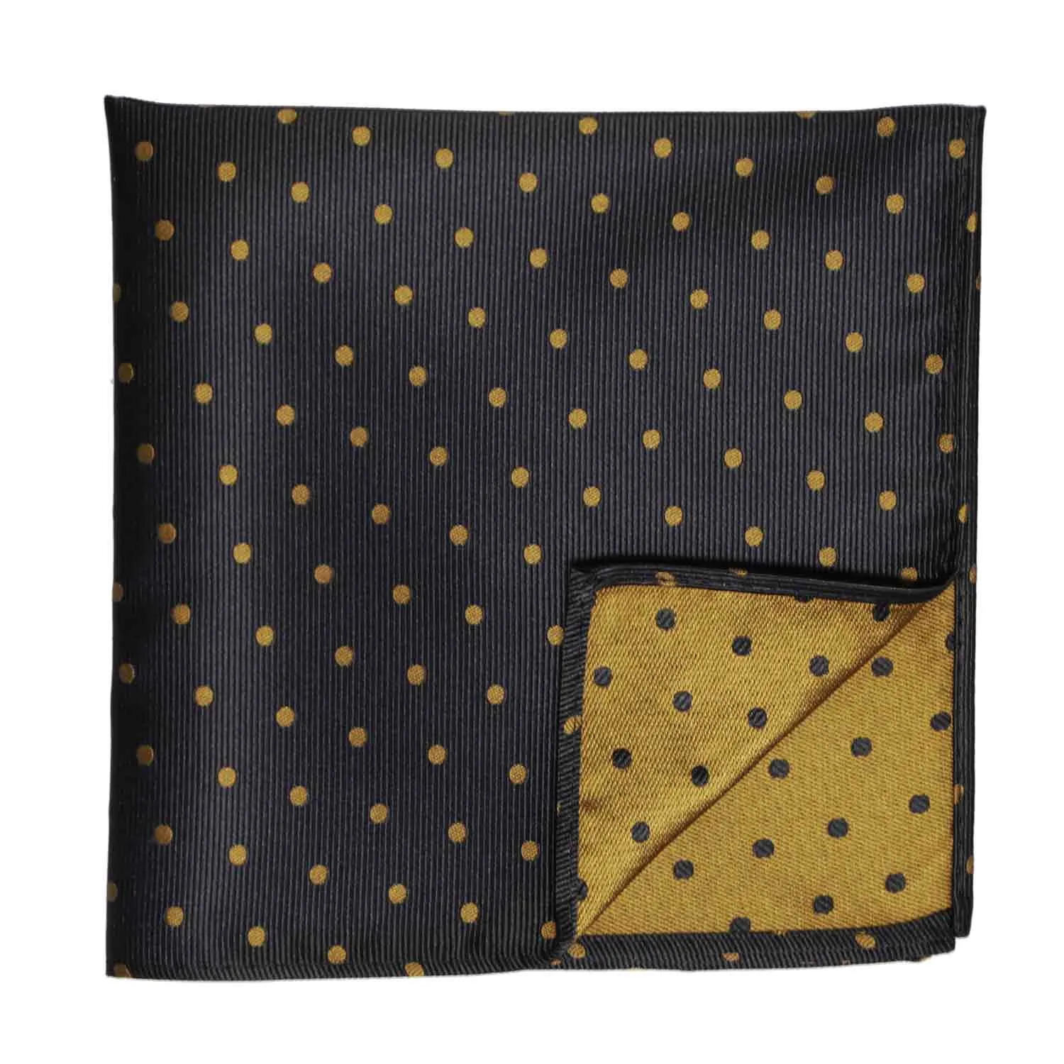 Black and Old Gold Polka Dot Pocket Square