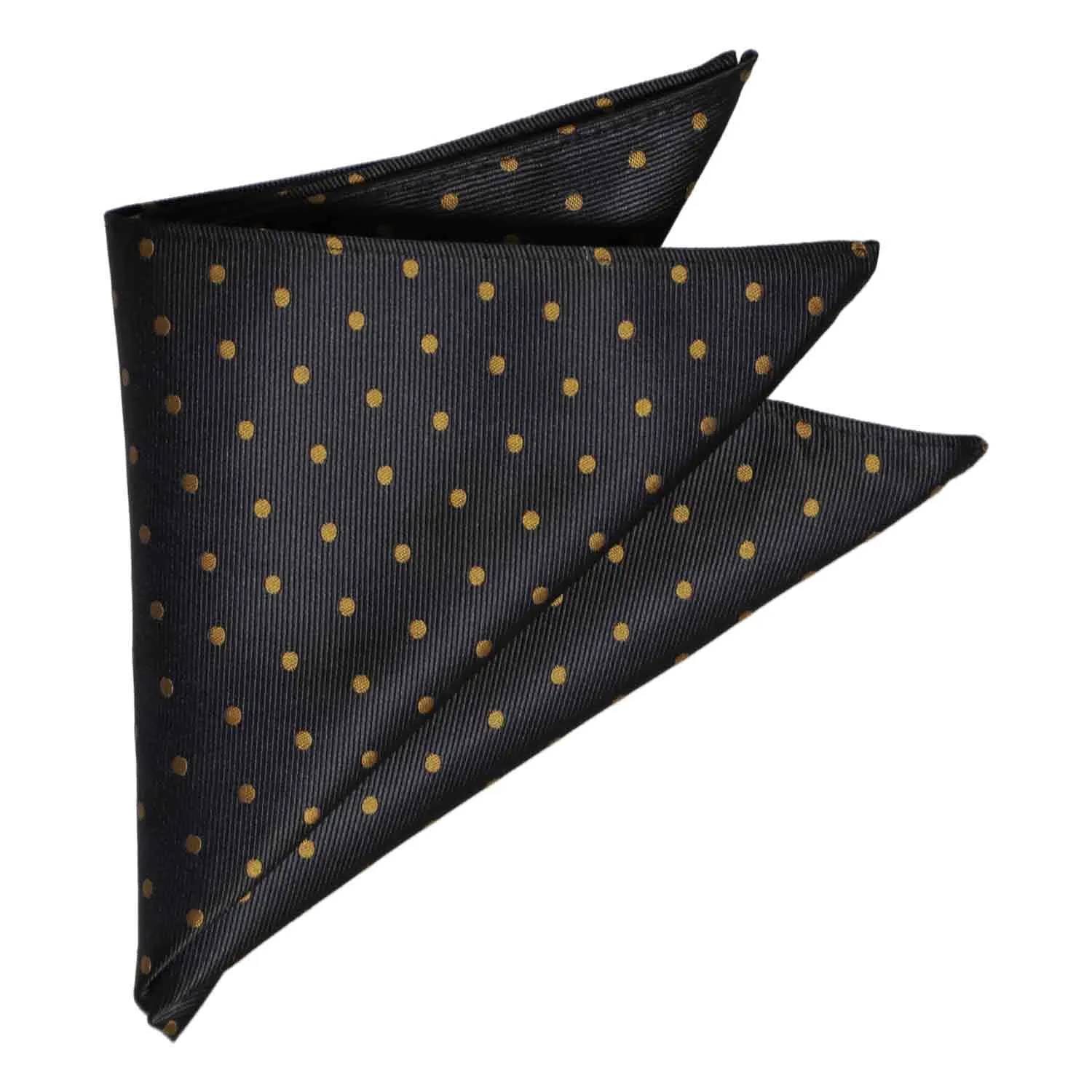 Black and Old Gold Polka Dot Pocket Square
