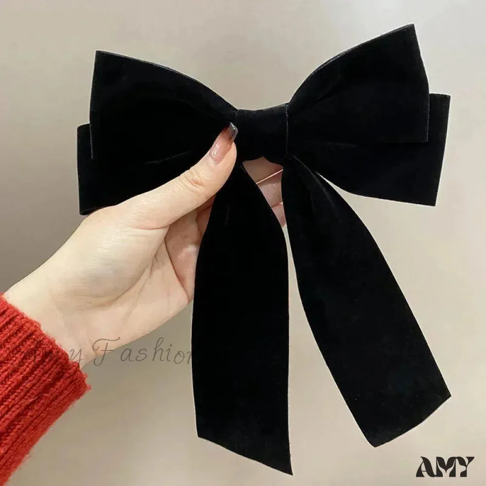 Black Red Velvet Long Ribbon Wedding Fashion Christmas Hair Accessory