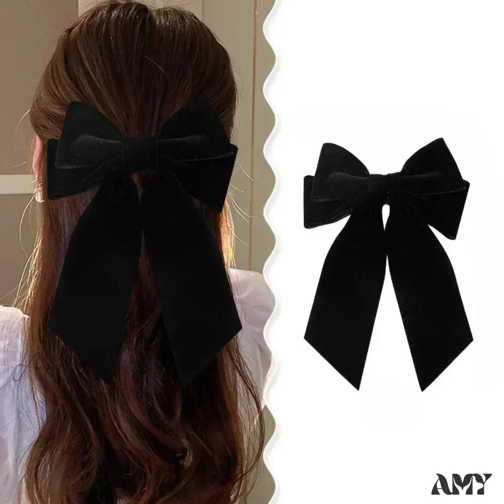 Black Red Velvet Long Ribbon Wedding Fashion Christmas Hair Accessory