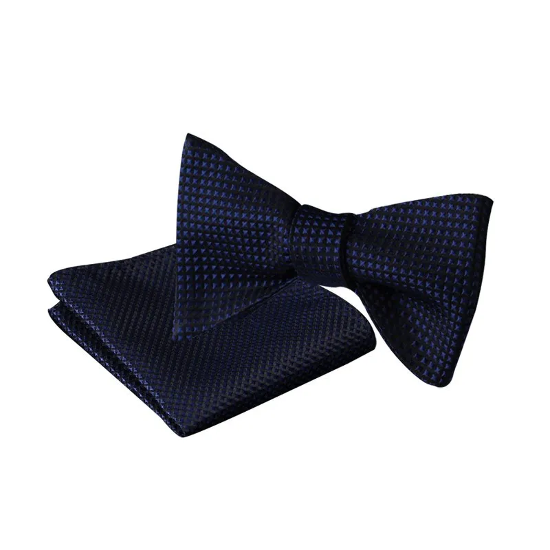 Blue Grid Patterned Pocket Square