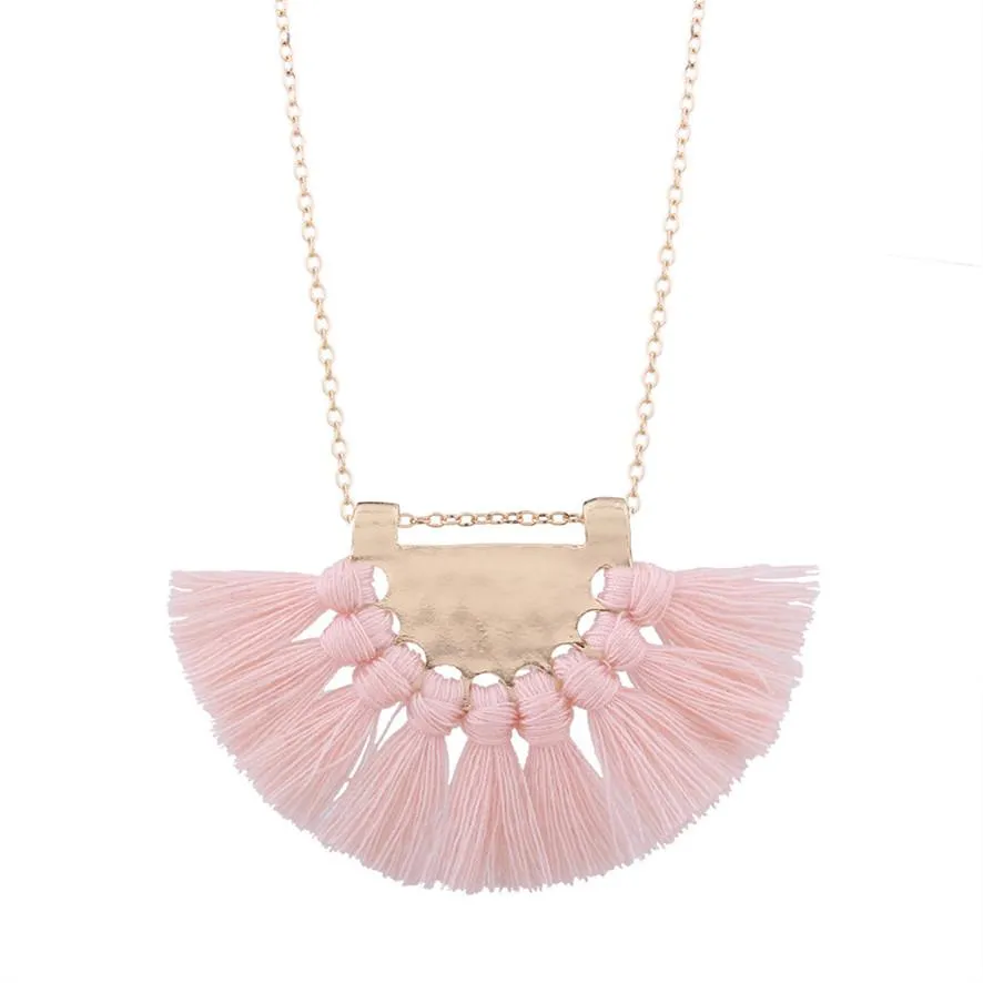 Bohemian Style Fringe Dangle Necklace