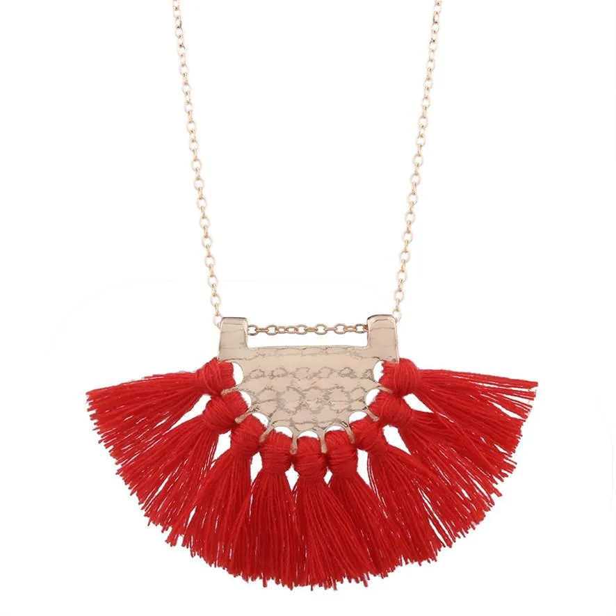 Bohemian Style Fringe Dangle Necklace