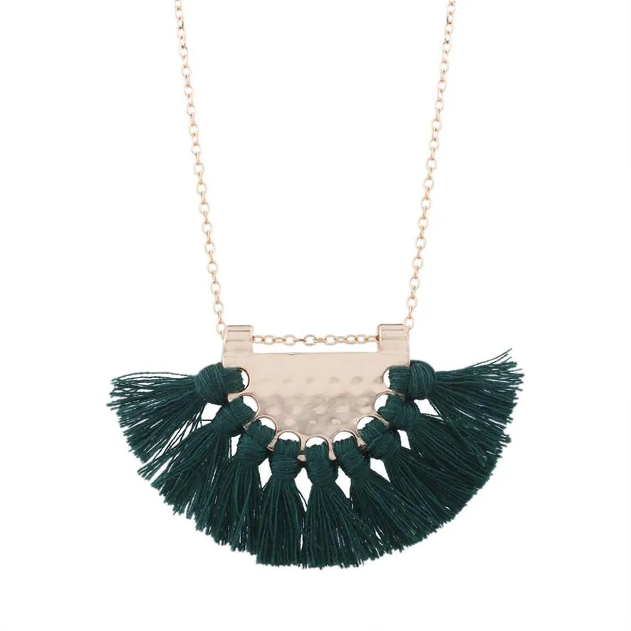 Bohemian Style Fringe Dangle Necklace