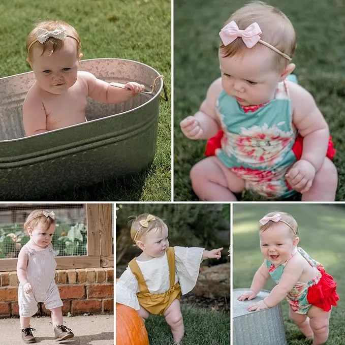 Bow Headband: Baby Girl Headbands and Bows - Newborn & Infant Nylon Hairbands (10 Styles, Honey)