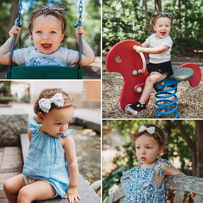 Bow Headband: Baby Girl Headbands and Bows - Newborn & Infant Nylon Hairbands (10 Styles, Honey)