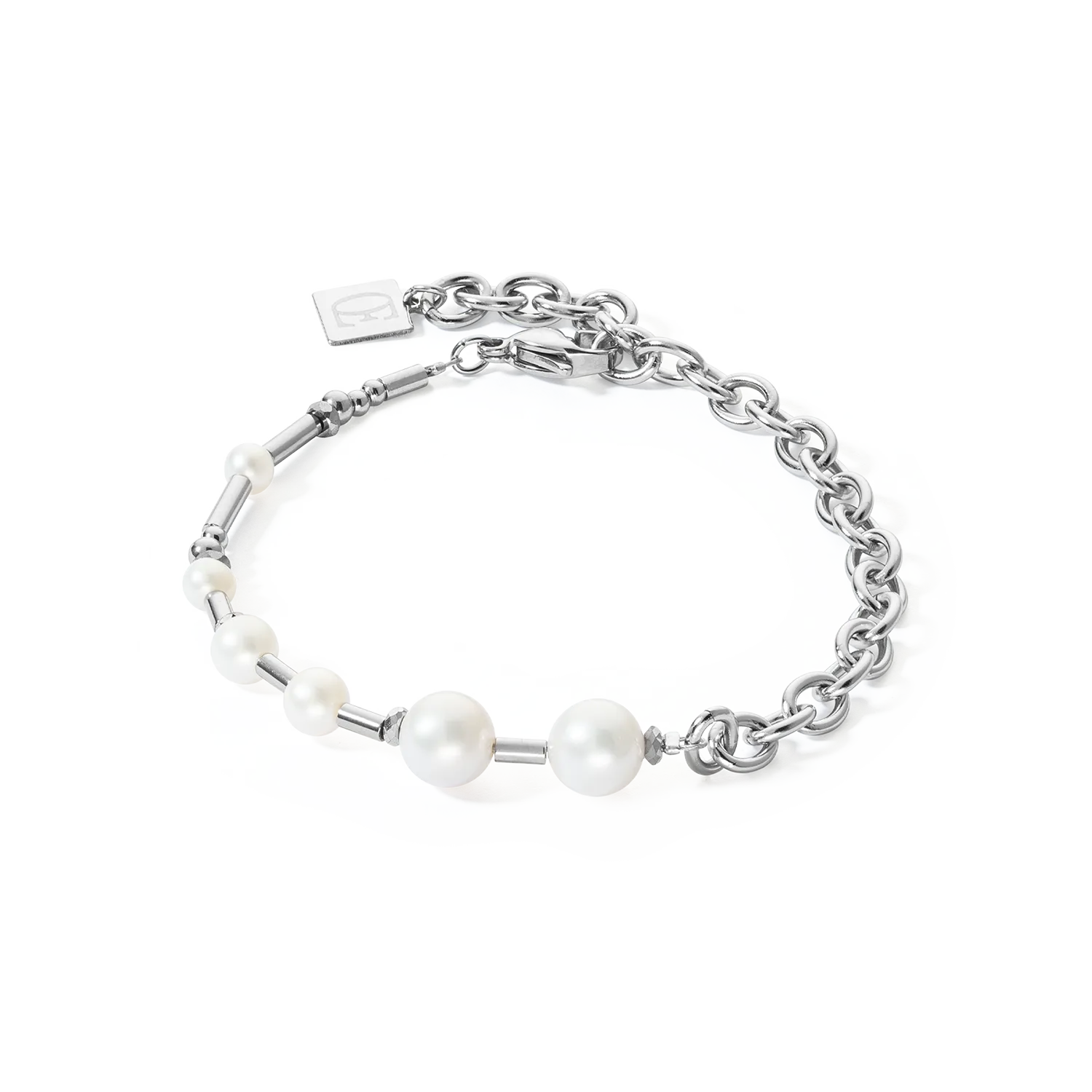 Bracelet Freshwater Pearls & chain Multiwear silver