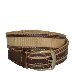 BYRON - Cotton Canvas Men's Tan Leather Belt