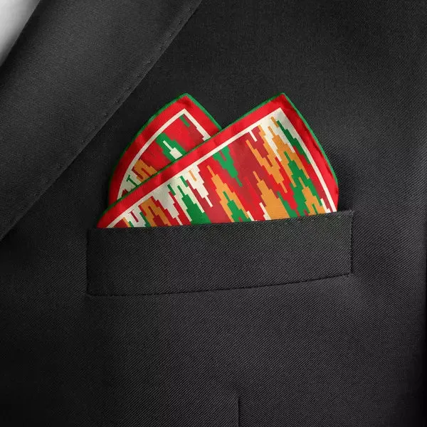 CANDY CANE SWIRL MULTICOLOR PRINTED MEN’S SILK PATTERNED POCKET SQUARE