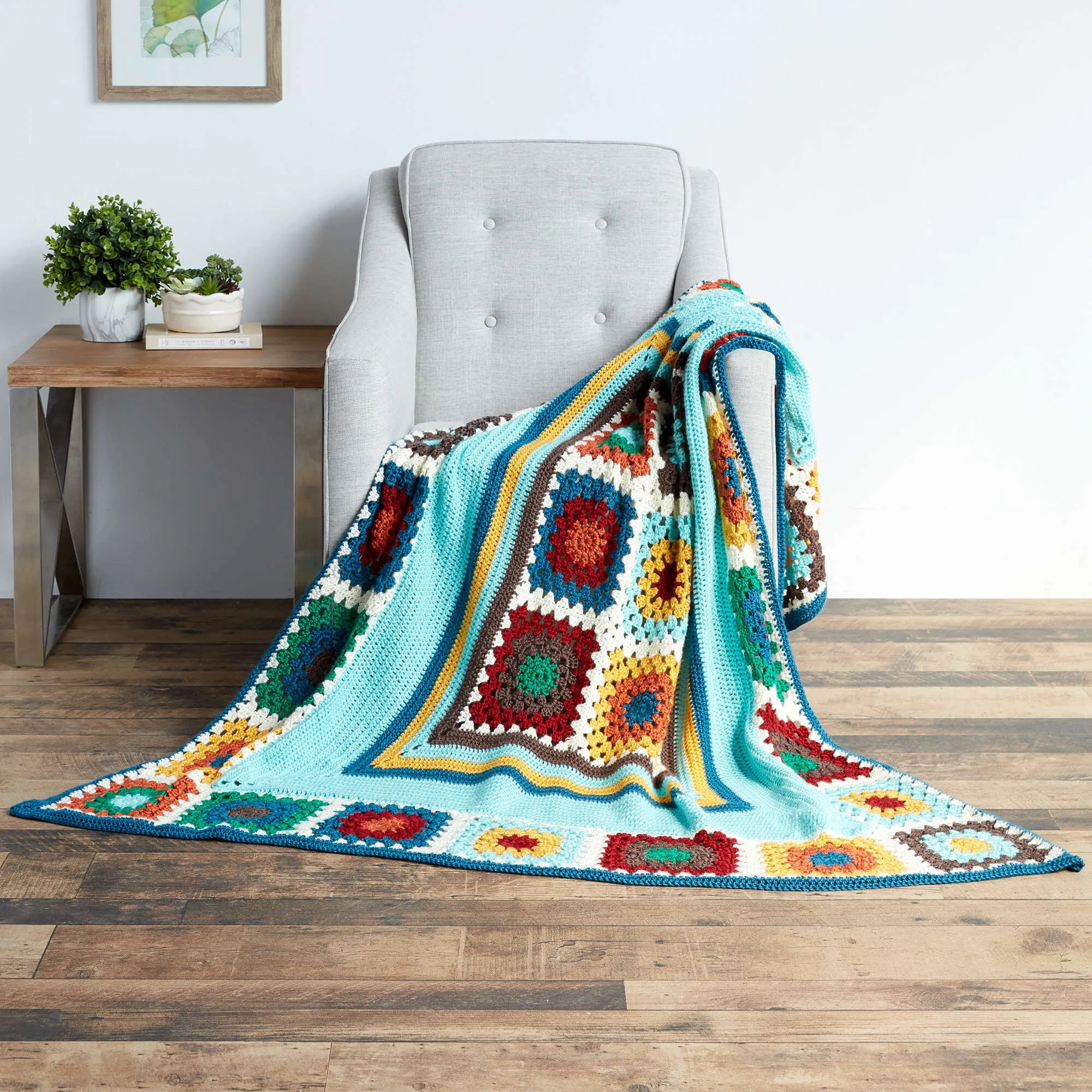 Caron Crochet Granny Stripes & Squares Blanket