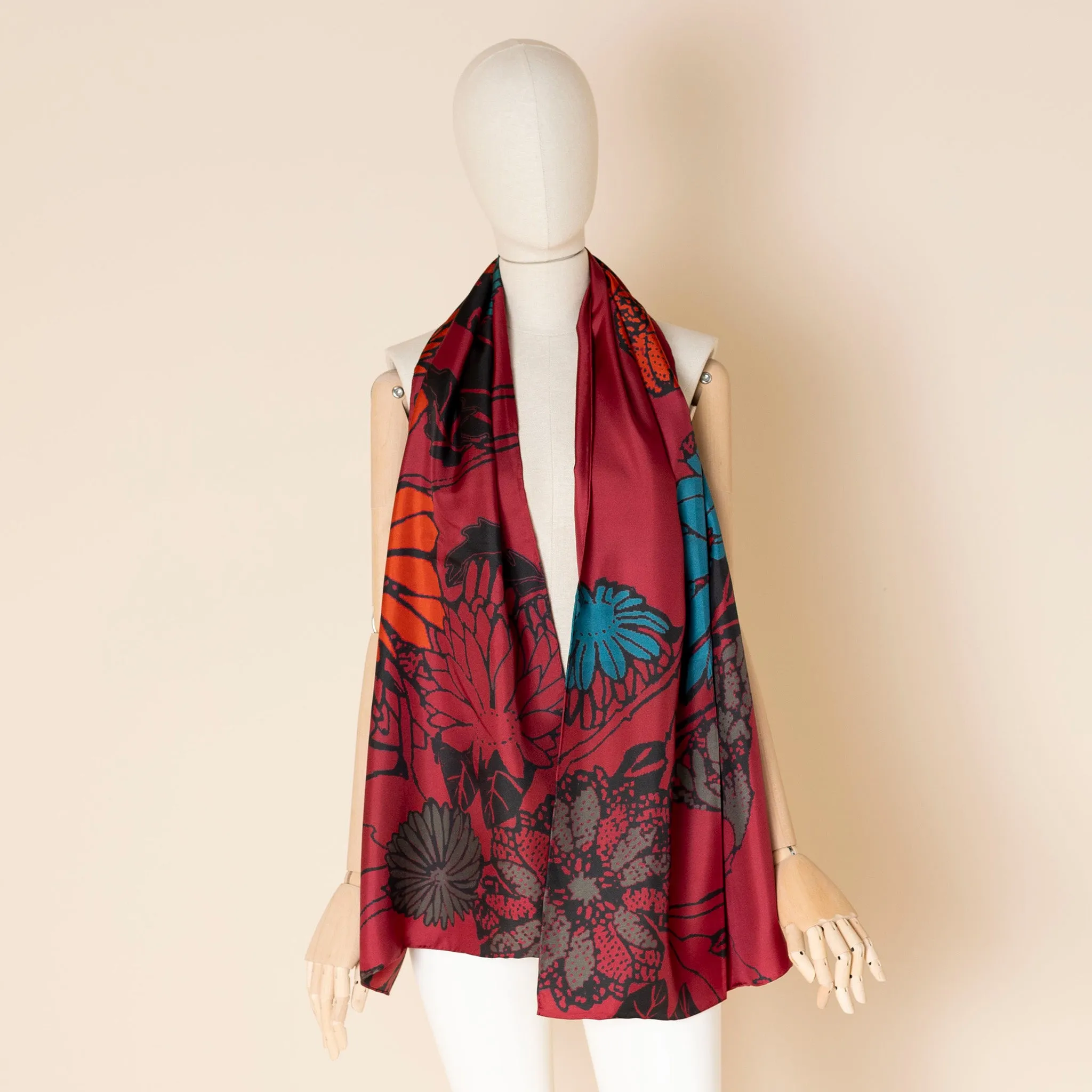 chyrsanthemum rectangle silk scarf