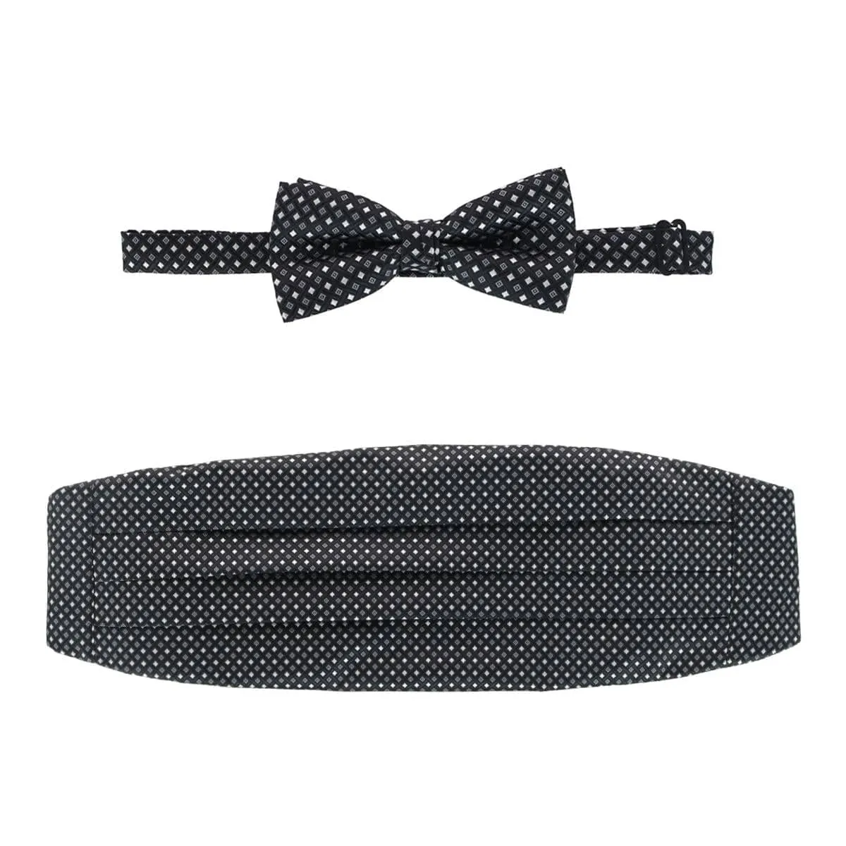 CTM® Men's Neat Print Bow Tie and Cummerband Set