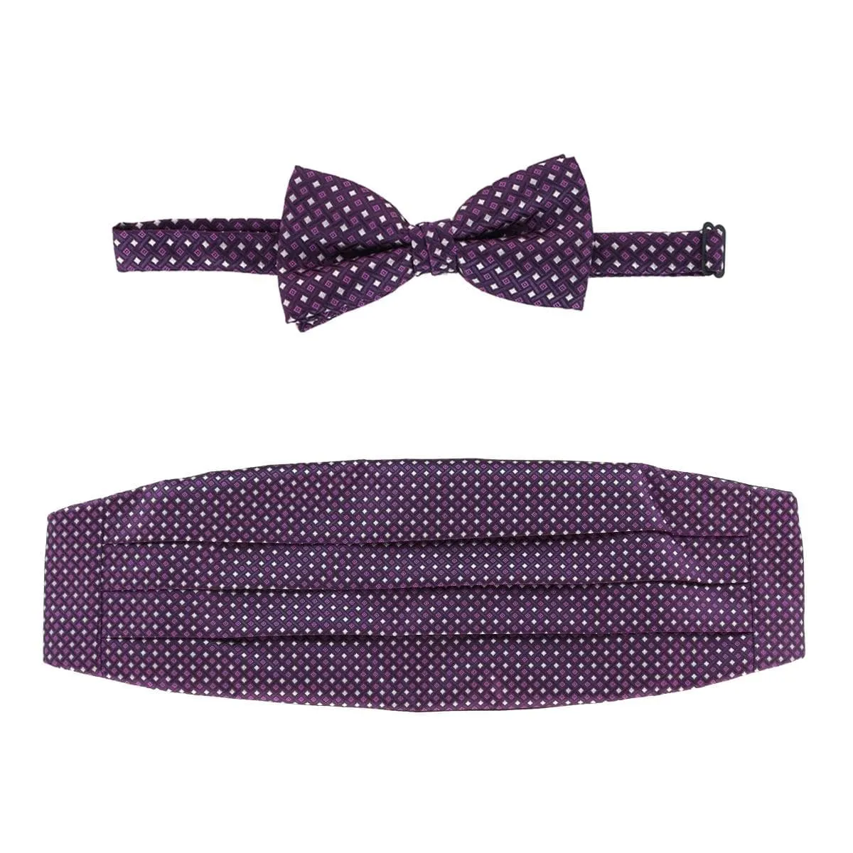 CTM® Men's Neat Print Bow Tie and Cummerband Set