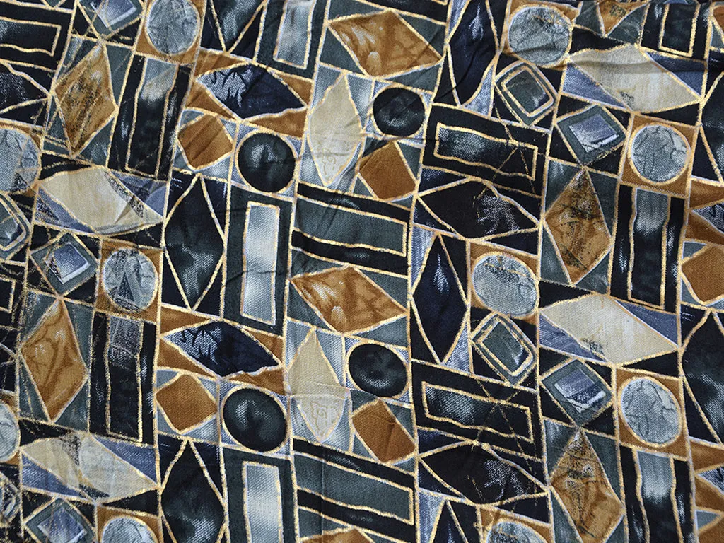 Dark Multicolor Geometric Digital Print Cotton Rayon Fabric