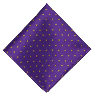 Dark Purple and Gold Polka Dot Pocket Square