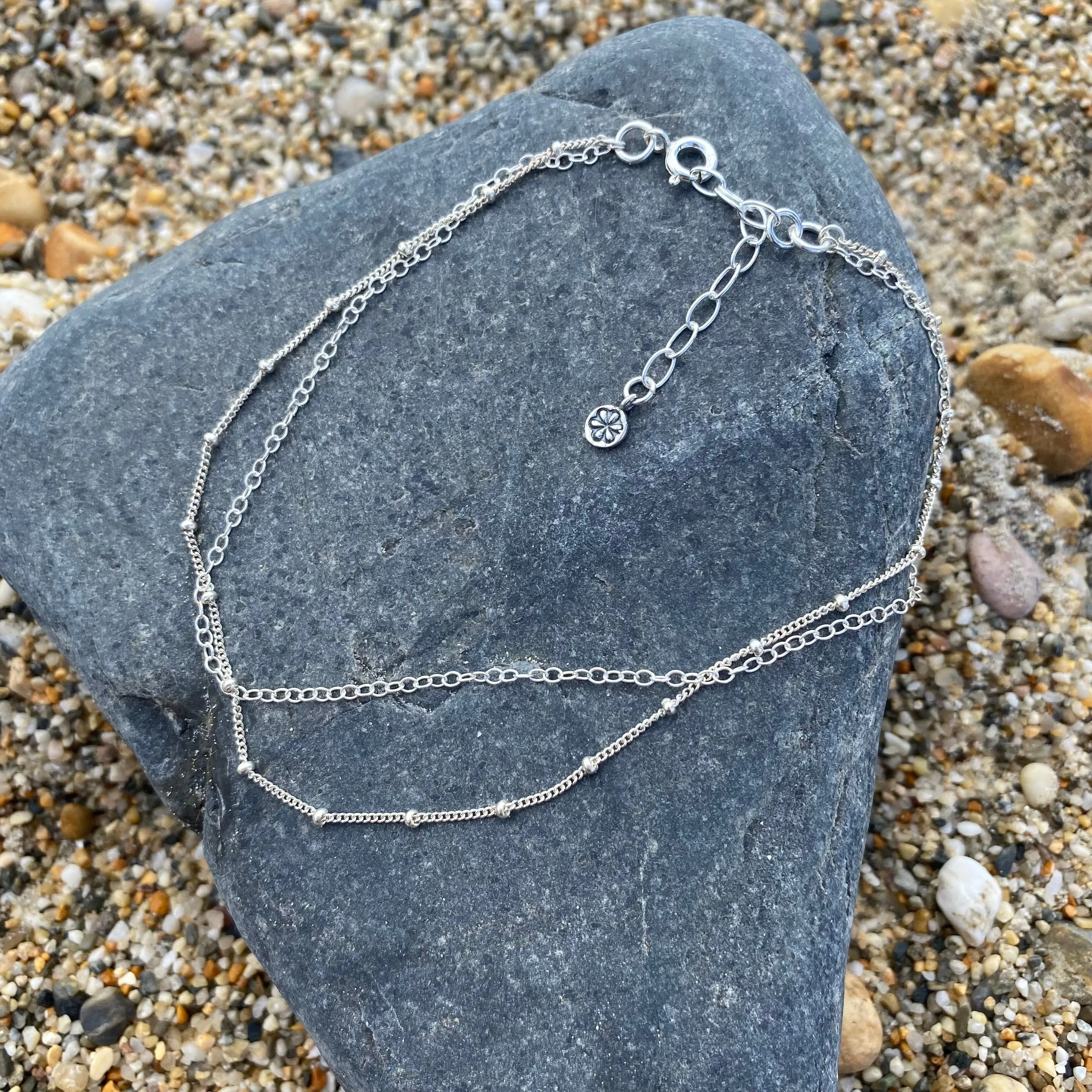 Double Layer Silver Anklet