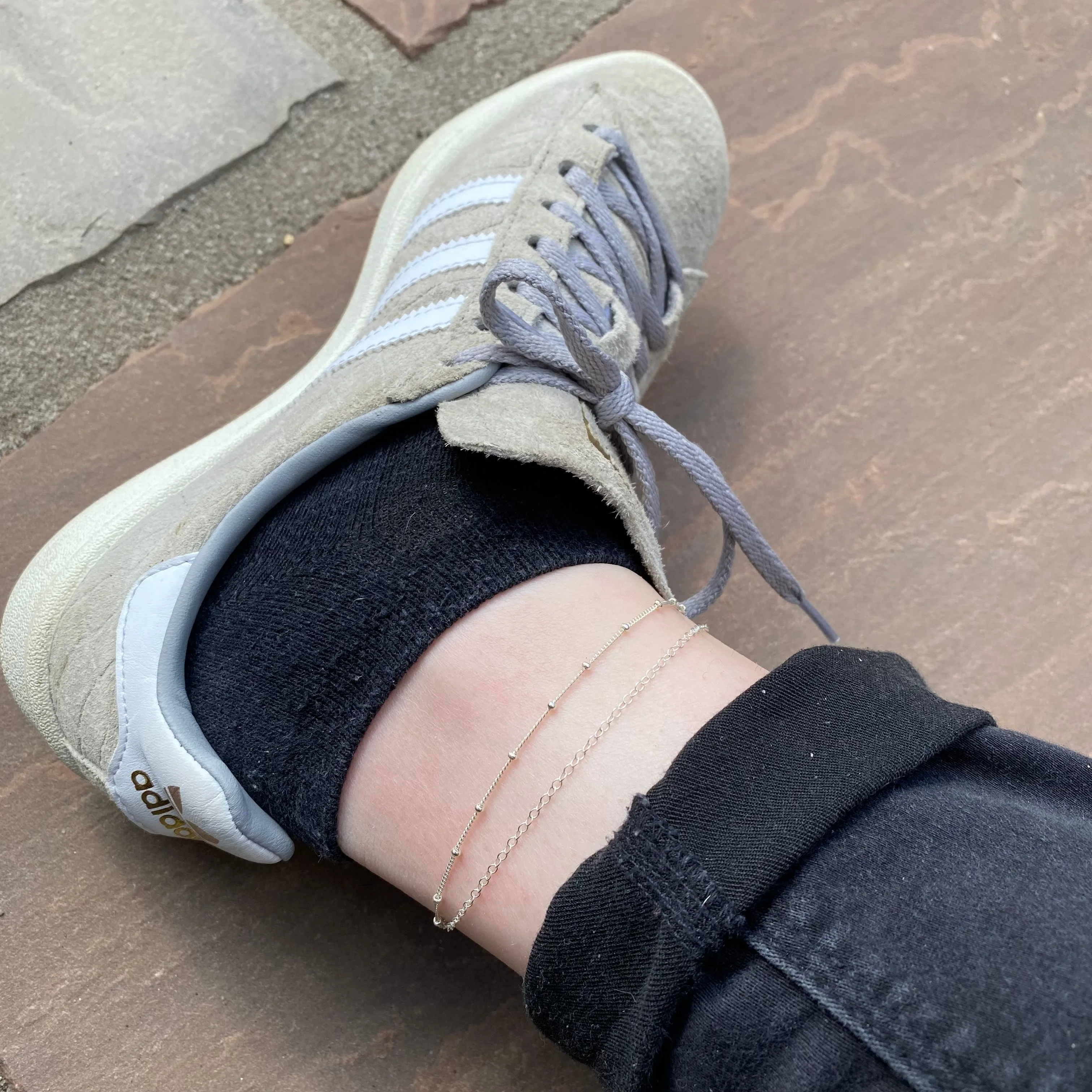 Double Layer Silver Anklet