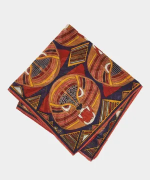 Drake's Bold Tiger Printed Pocket Square Navy