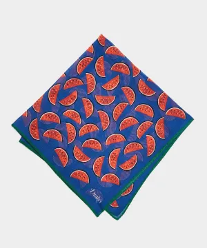 Drake's Watermelon Slices Printed Pocket Square in Blue