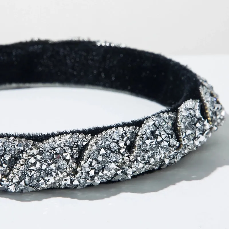Elegant Luxurious Classic Style Women's Geometric Alloy Cloth Inlay Rhinestones Hair Band