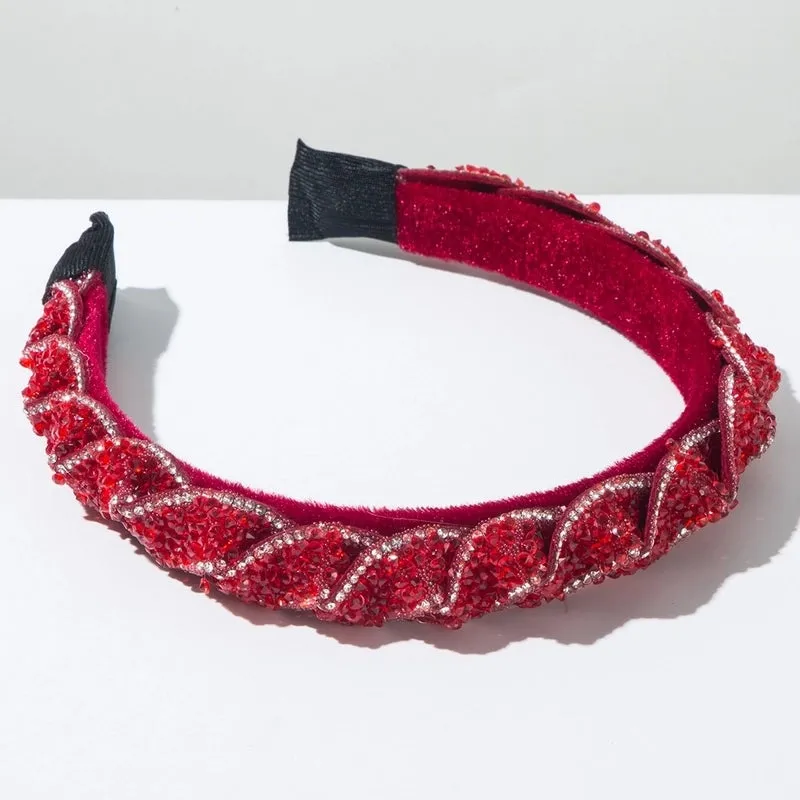 Elegant Luxurious Classic Style Women's Geometric Alloy Cloth Inlay Rhinestones Hair Band