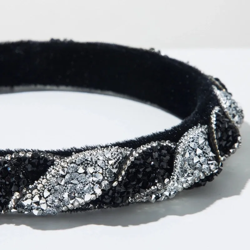 Elegant Luxurious Classic Style Women's Geometric Alloy Cloth Inlay Rhinestones Hair Band