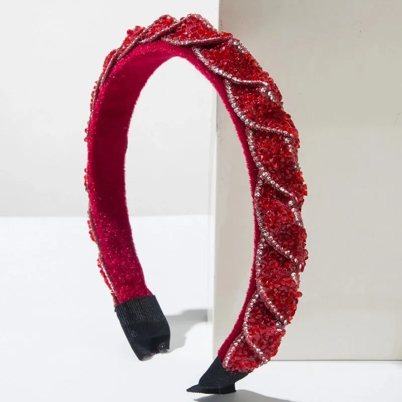 Elegant Luxurious Classic Style Women's Geometric Alloy Cloth Inlay Rhinestones Hair Band