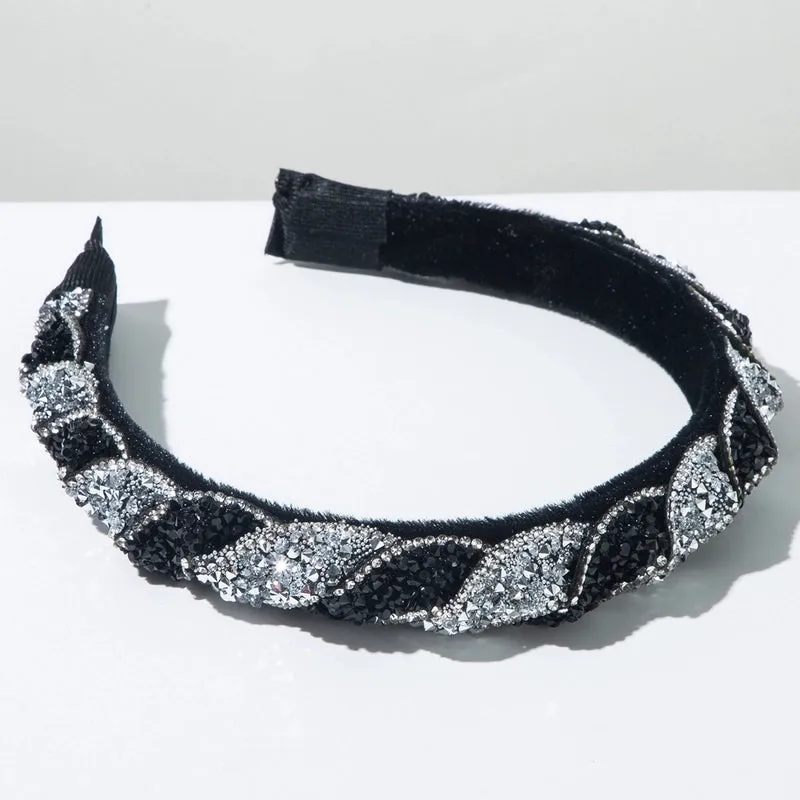 Elegant Luxurious Classic Style Women's Geometric Alloy Cloth Inlay Rhinestones Hair Band