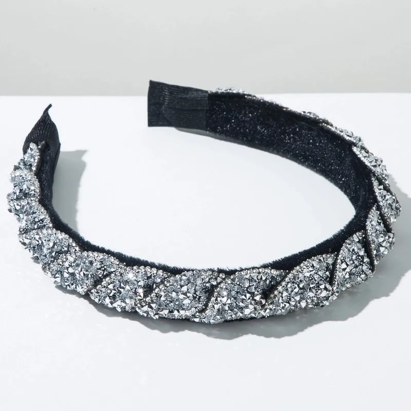 Elegant Luxurious Classic Style Women's Geometric Alloy Cloth Inlay Rhinestones Hair Band