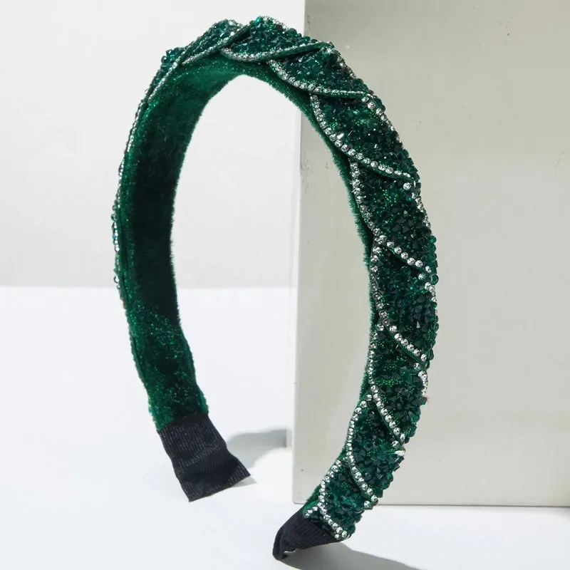 Elegant Luxurious Classic Style Women's Geometric Alloy Cloth Inlay Rhinestones Hair Band