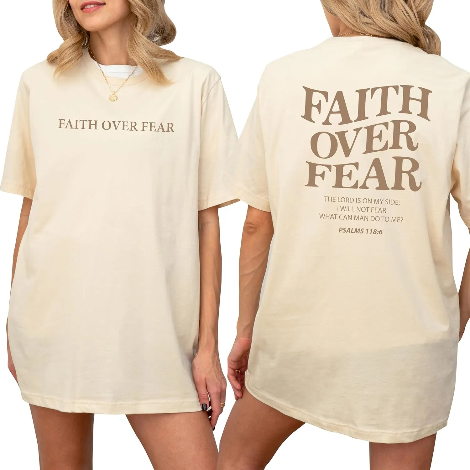 Faith Over Fear Shirt Men - Oversized Christian Religious Shirts - Faith Over Fear Shirts for Women
