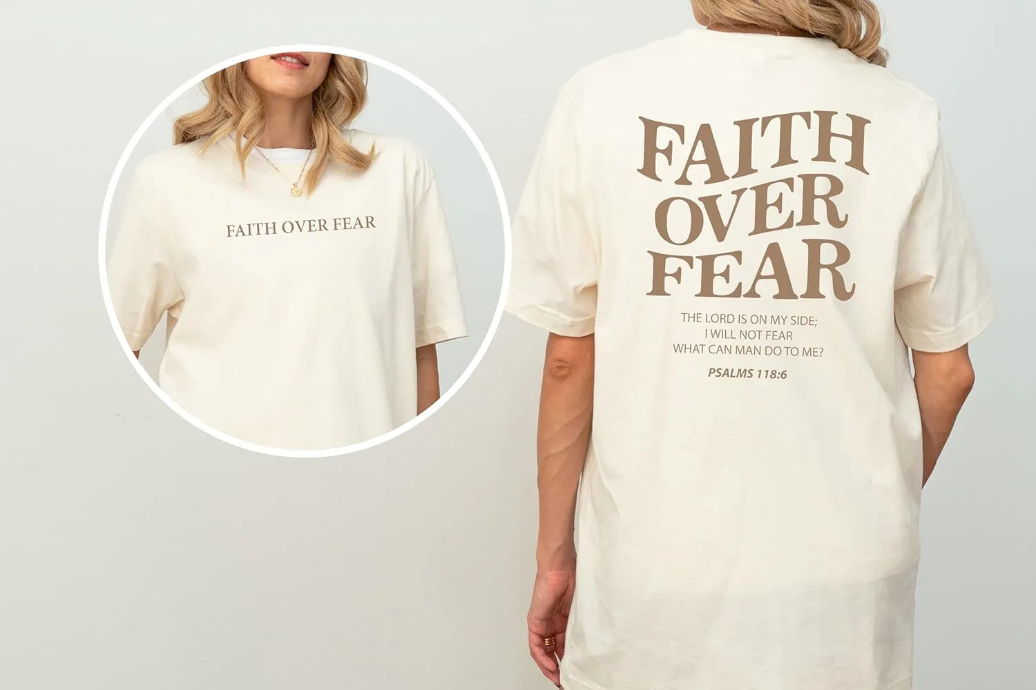 Faith Over Fear Shirt Men - Oversized Christian Religious Shirts - Faith Over Fear Shirts for Women