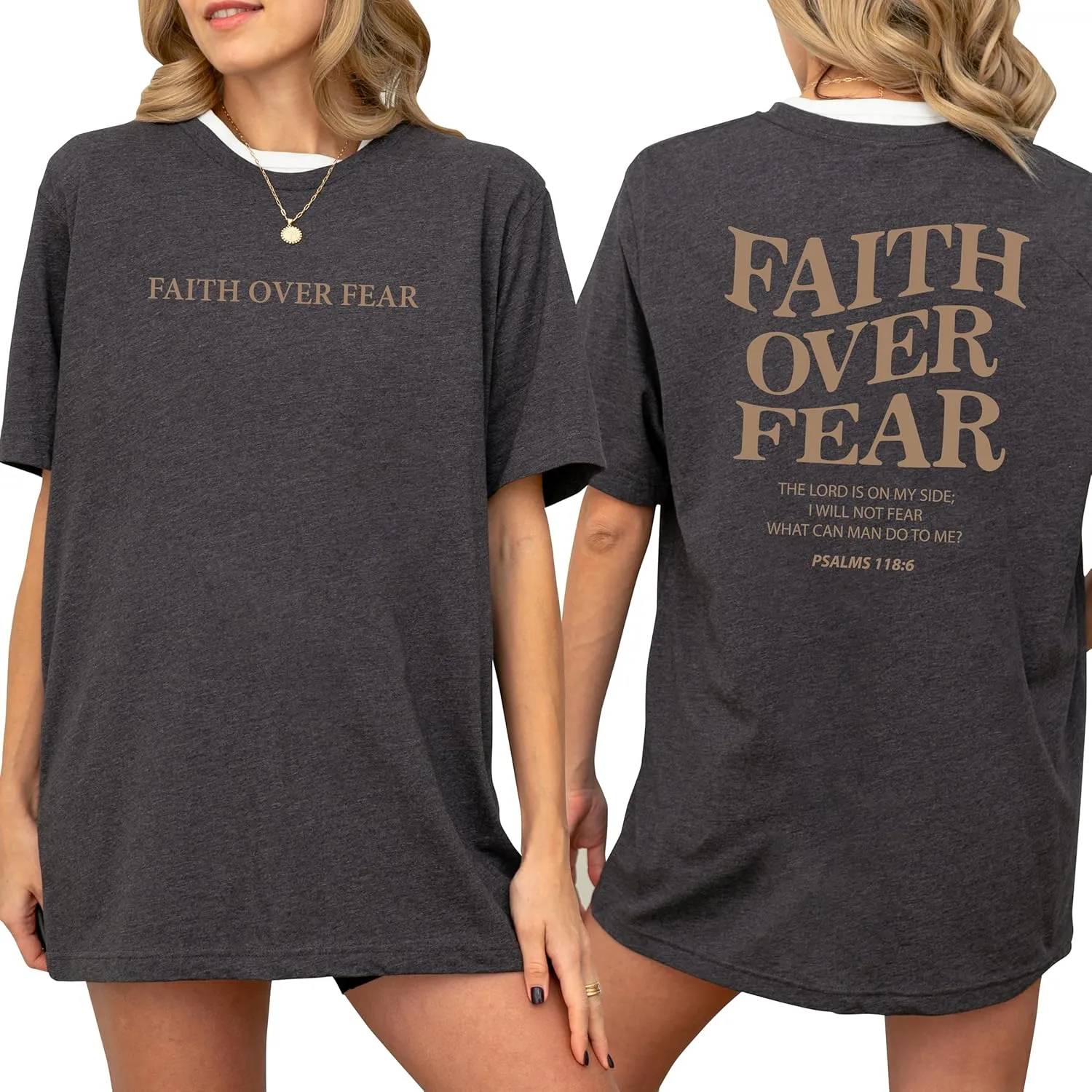 Faith Over Fear Shirt Men - Oversized Christian Religious Shirts - Faith Over Fear Shirts for Women