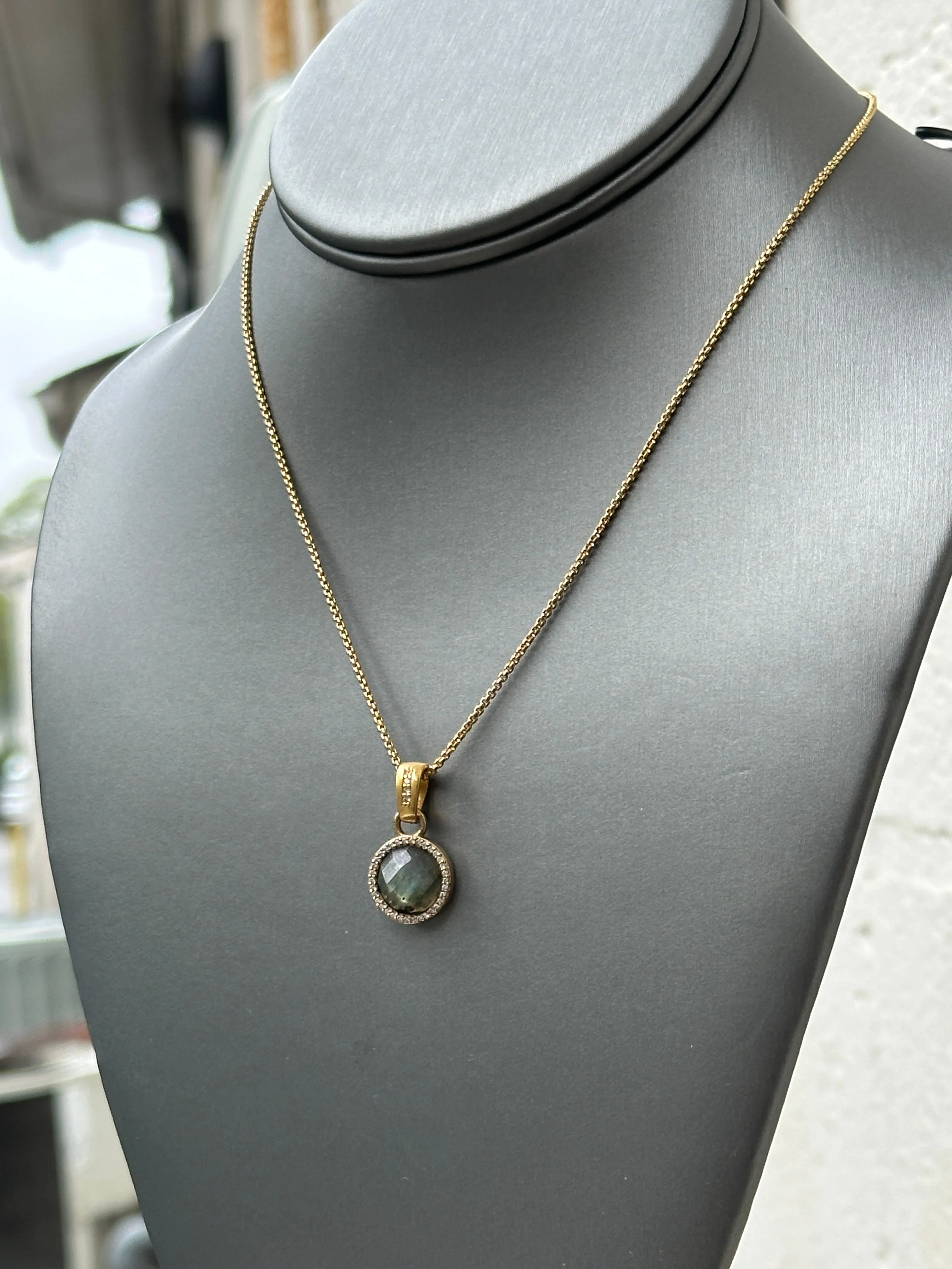 Gold & Labradorite Pavè Frame Necklace