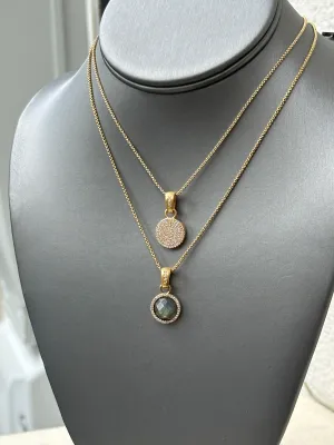 Gold & Labradorite Pavè Frame Necklace