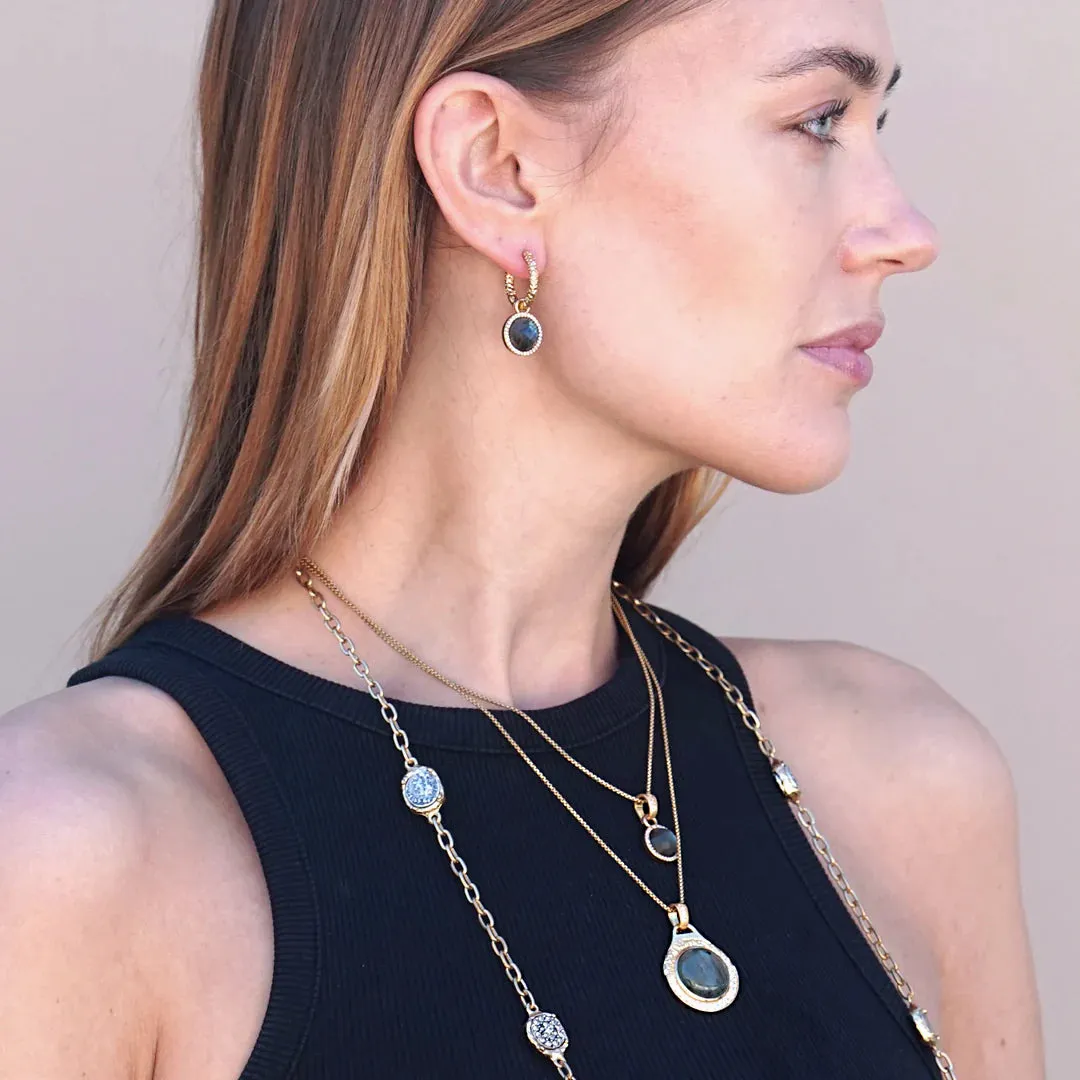 Gold & Labradorite Pavè Frame Necklace