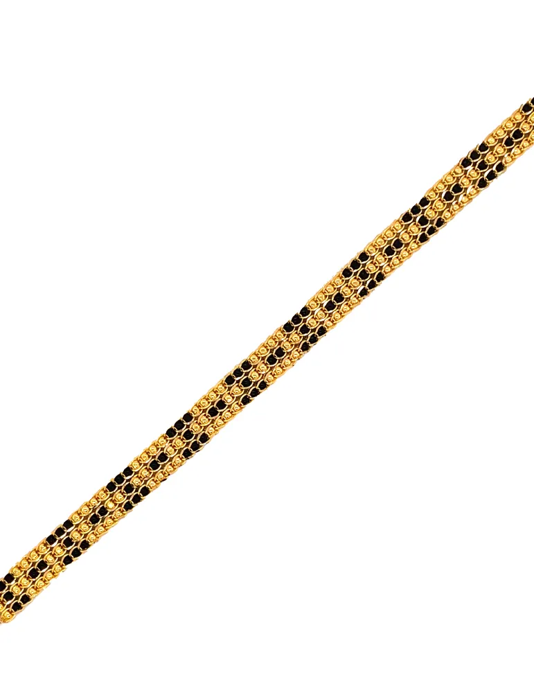 Gold Black Beads Bracelet 22 Karat