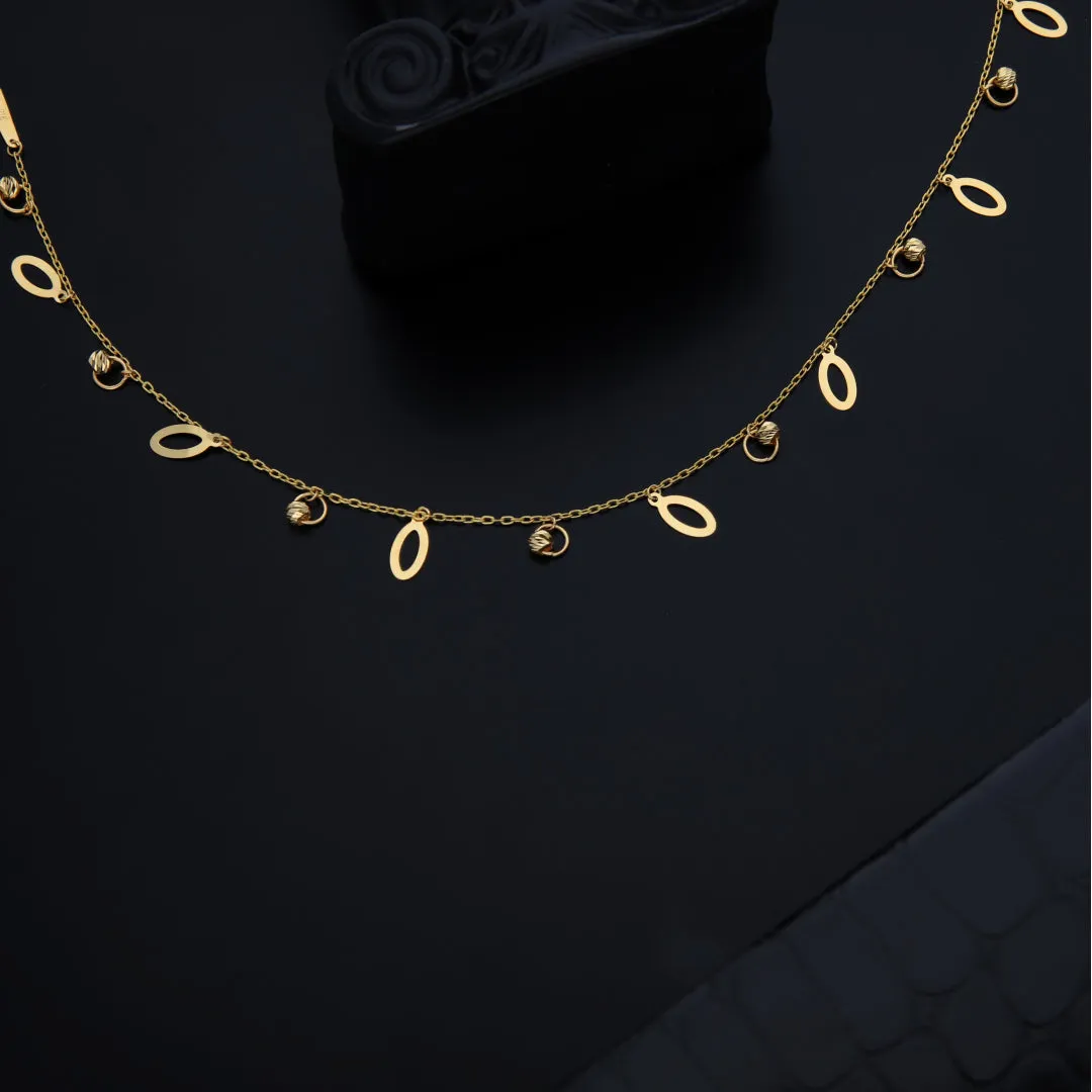 Gold Oval Shaped Charm Anklets 21KT - FKJANKL21KM9663