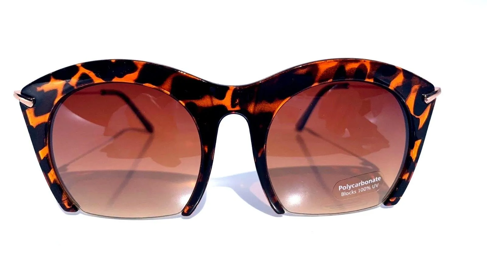 Gradient Black Semi Rimless Gold Lined Sunglasses
