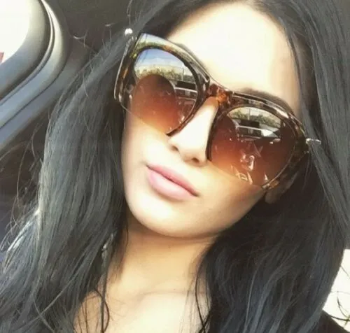 Gradient Black Semi Rimless Gold Lined Sunglasses