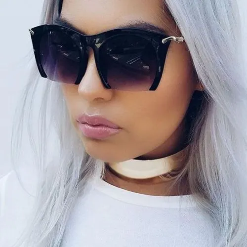 Gradient Black Semi Rimless Gold Lined Sunglasses