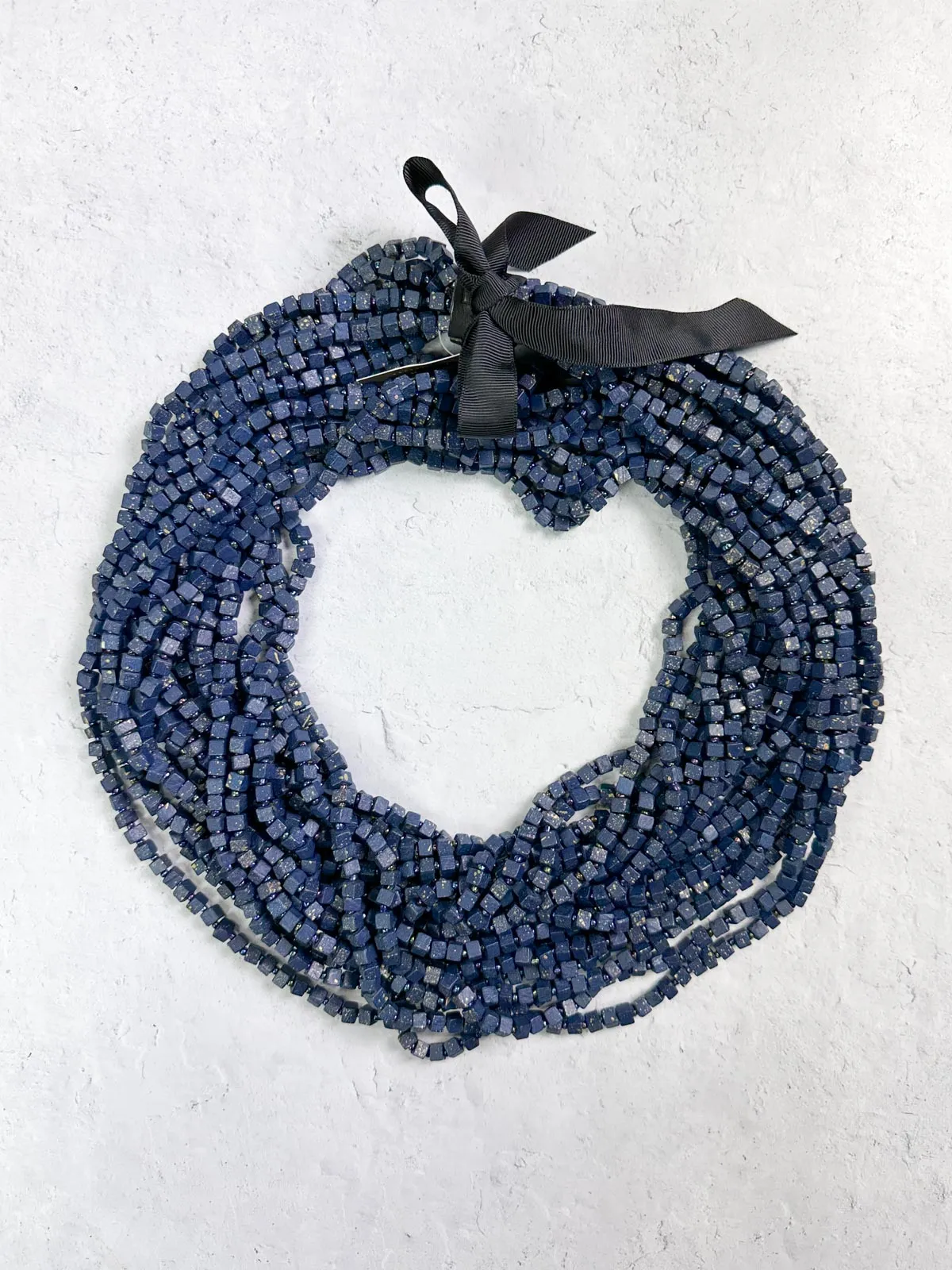 Hand Painted The Next Pashmina Beaded Necklace, Navy/Gold Flecks